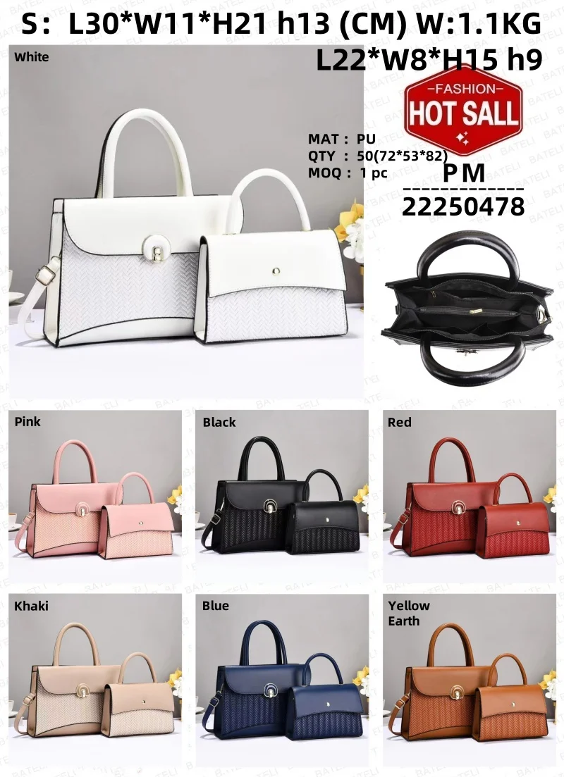 2025 Designer Women's 3-Piece PU Leather Handbags Wallet Set Shoulder Bags Nylon Zipper aperçu 2