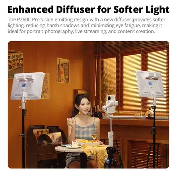 GODOX-P260C PRO Bi-Color LED Panel Light Dimmable Studio Video Light Lamp Video Production Vlogging Phones Photography detail image