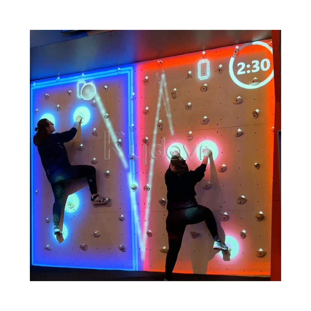 Kydavr Interactive Push Led Light Button Climb Wall Physically Challenge Gaming Room Activate Kids Rope Climbing Games