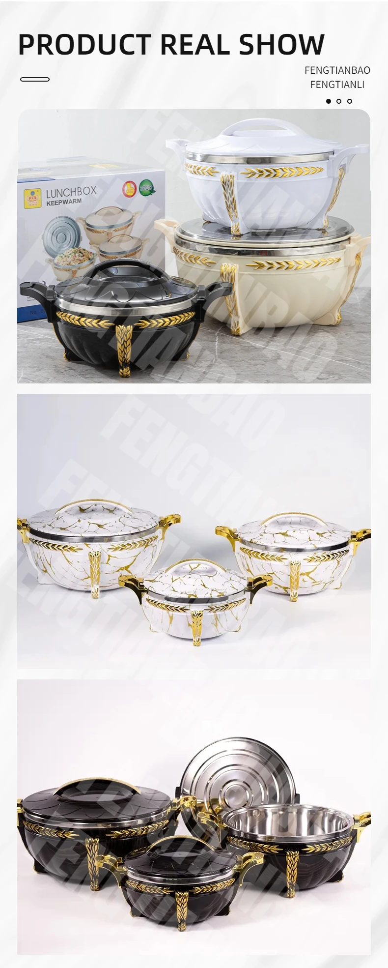 Three Color Luxury Buffet Food Warmer Lunch Box Keep Food Warm In