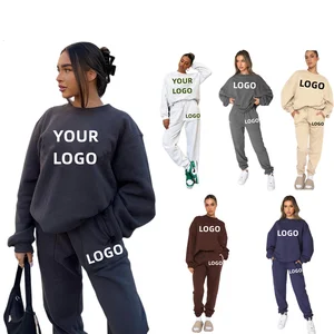 Wholesale Sports Suits Women's Sweatshirts & Pants Solid Color Sports Suits, Customized Suits