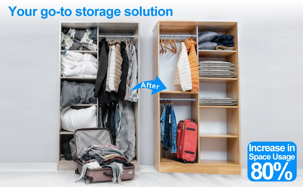 15pcs Premium Grey Foldable Vacuum Clothing Storage Bags Space-Saving Reusable Airtight Lightweight Durable for Wardrobe