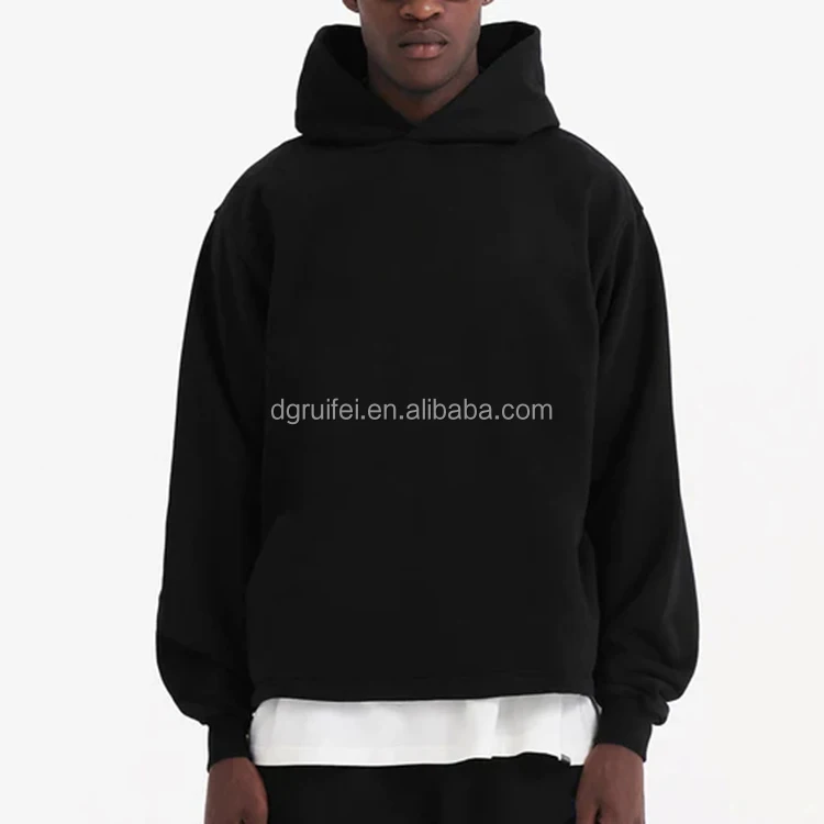 Mens Custom Logo Oversized Crop Top Hoodie Essentials 480gsm