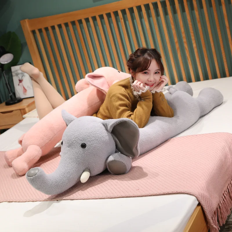 100cm Long Sleeping Elephant Stuffed Soft Elephant Plush Pillow for Baby