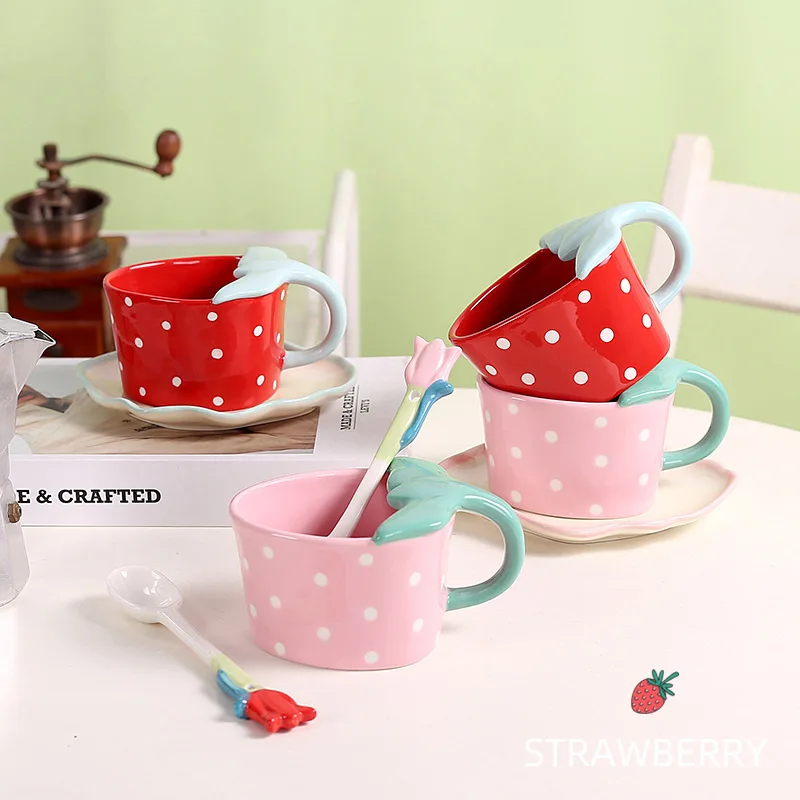 Seaygift Birthday Gift Cute Strawberry Mug Set