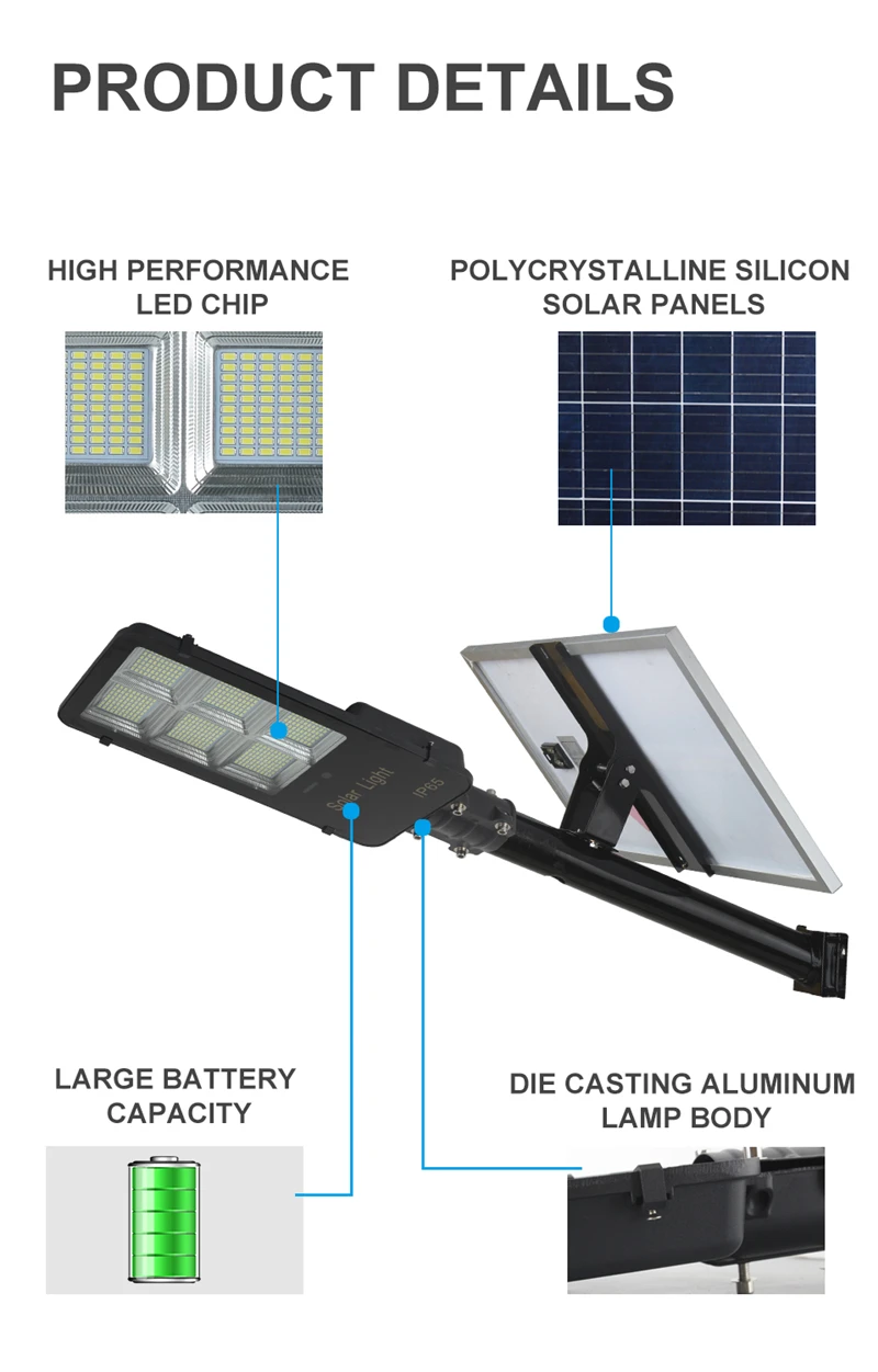 100 200 300 Watt Streetlight Waterproof Outdoor 100W 200W 300W Solar LED Street Light