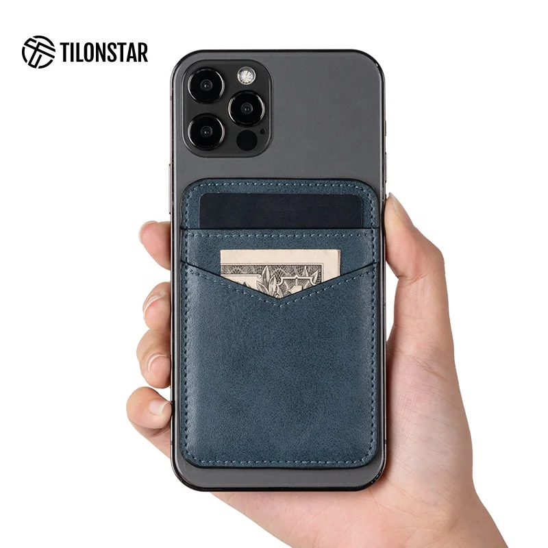 Guangzhou Bulk Cheap Custom Genuine Leather Mobile Phone Card Holder Stick on Wallets Cell Phone Wallet