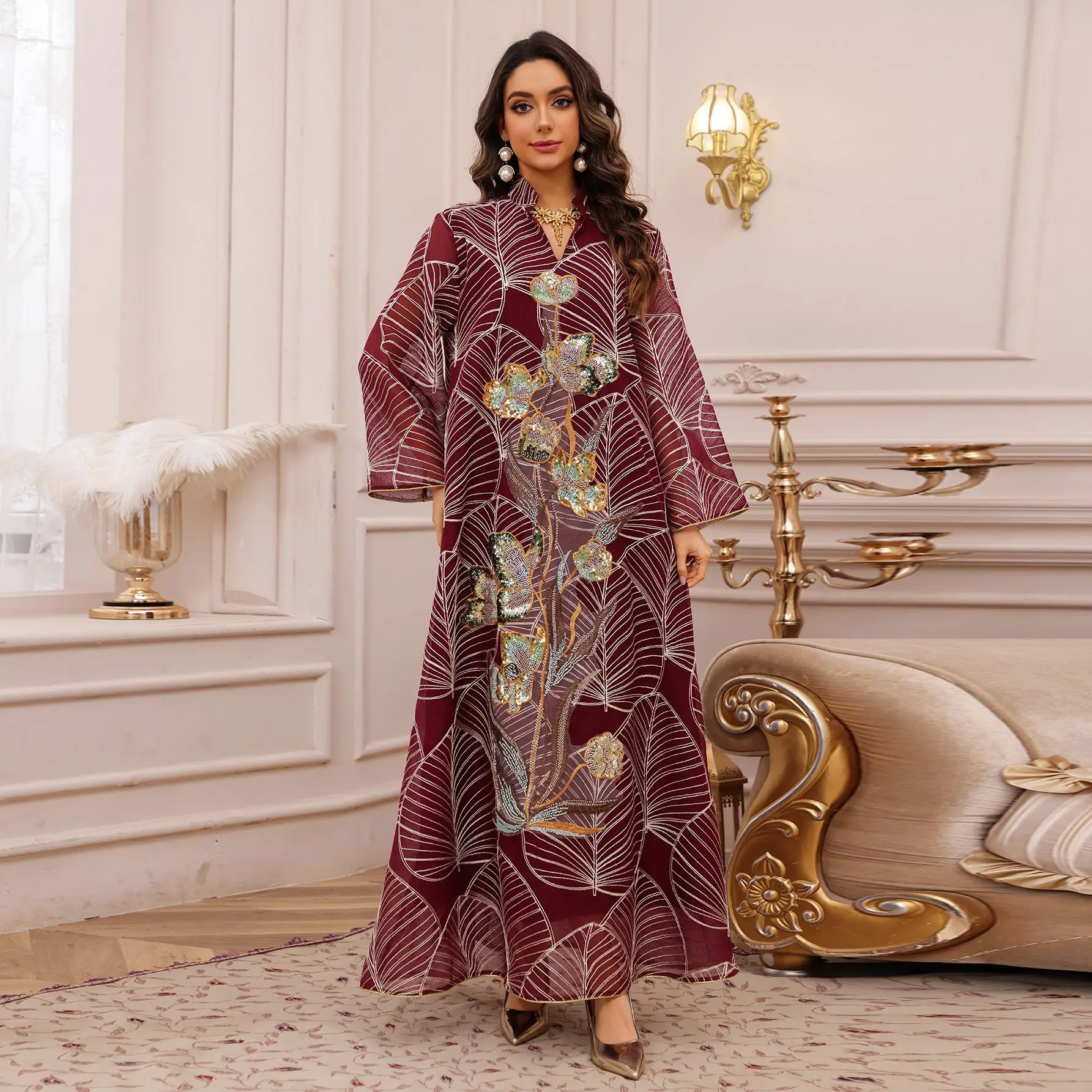 woman muslim dress Mink Long for Ladies 279310V 58cm/22.83 Length Long Petrol Blue Muslim Women