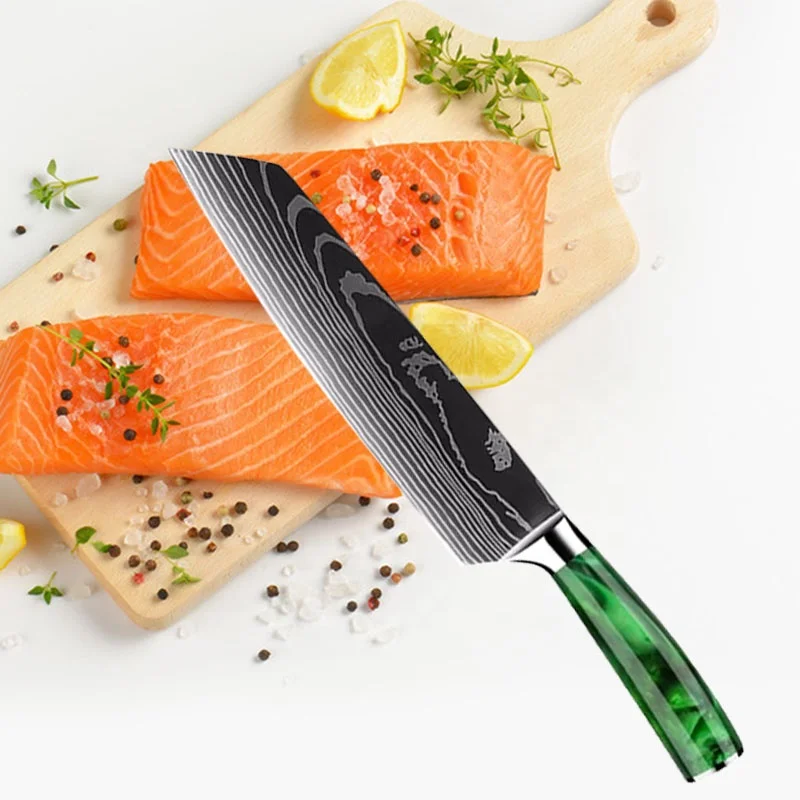 
Хит продаж, профессиональные японские ножи для суши, сашими, швейцарский кухонный набор ножей из дамасской стали 
