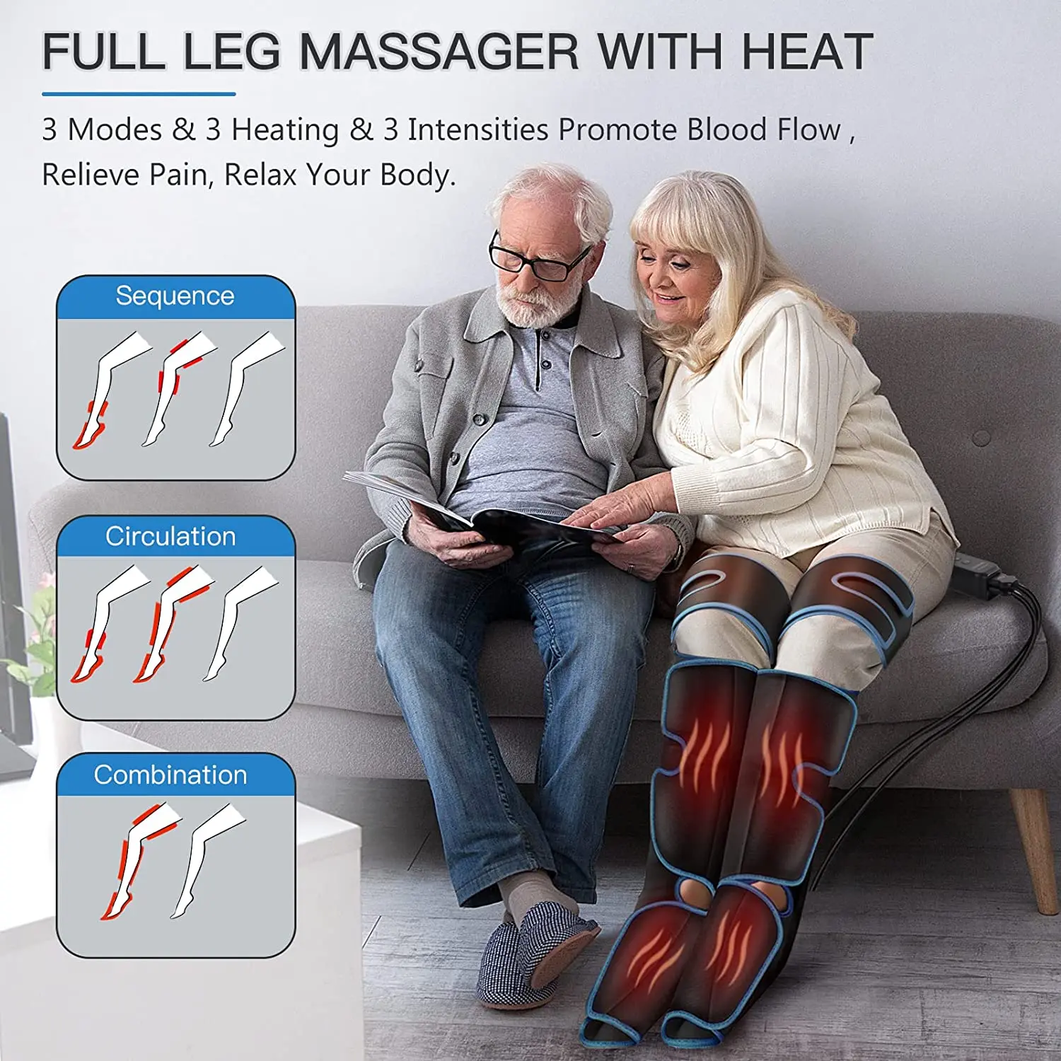 Cincom Full Leg Massager With Heat Air Compression Leg Massager For ...