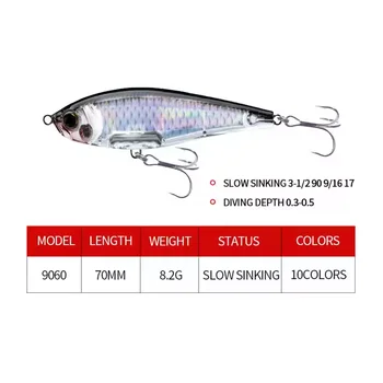 Cheery New 70mm 8.2g Slowly Sinking 3D Fishing Lures Saltwater Pesca Artificial Bait for River Fishing – Lure – view 5
