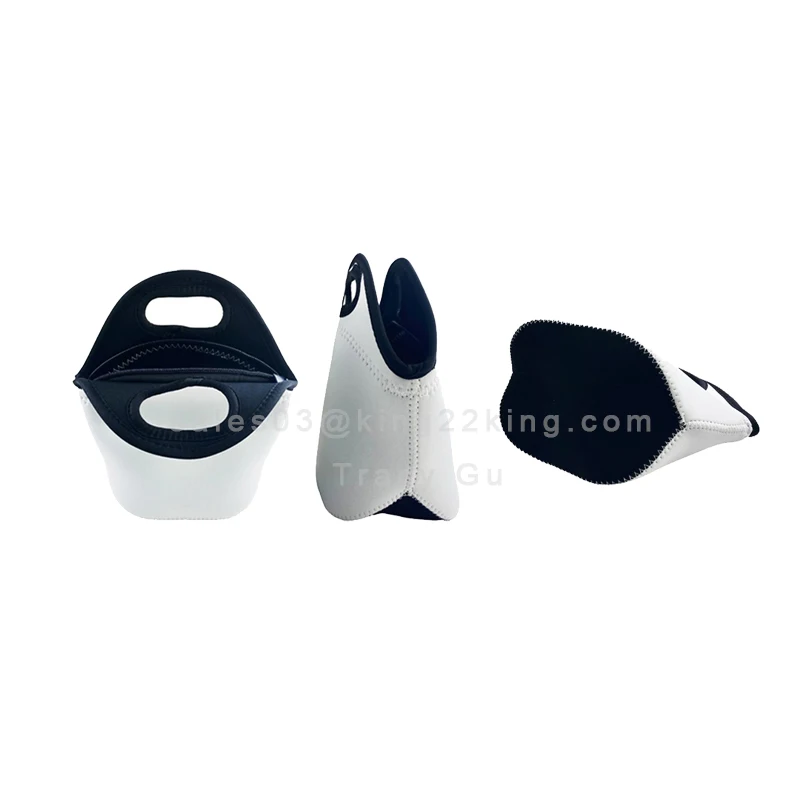 Изолированная неопреновая сумка-тоут для ланча мягкая сумка пустая белая с черным дном сублимации