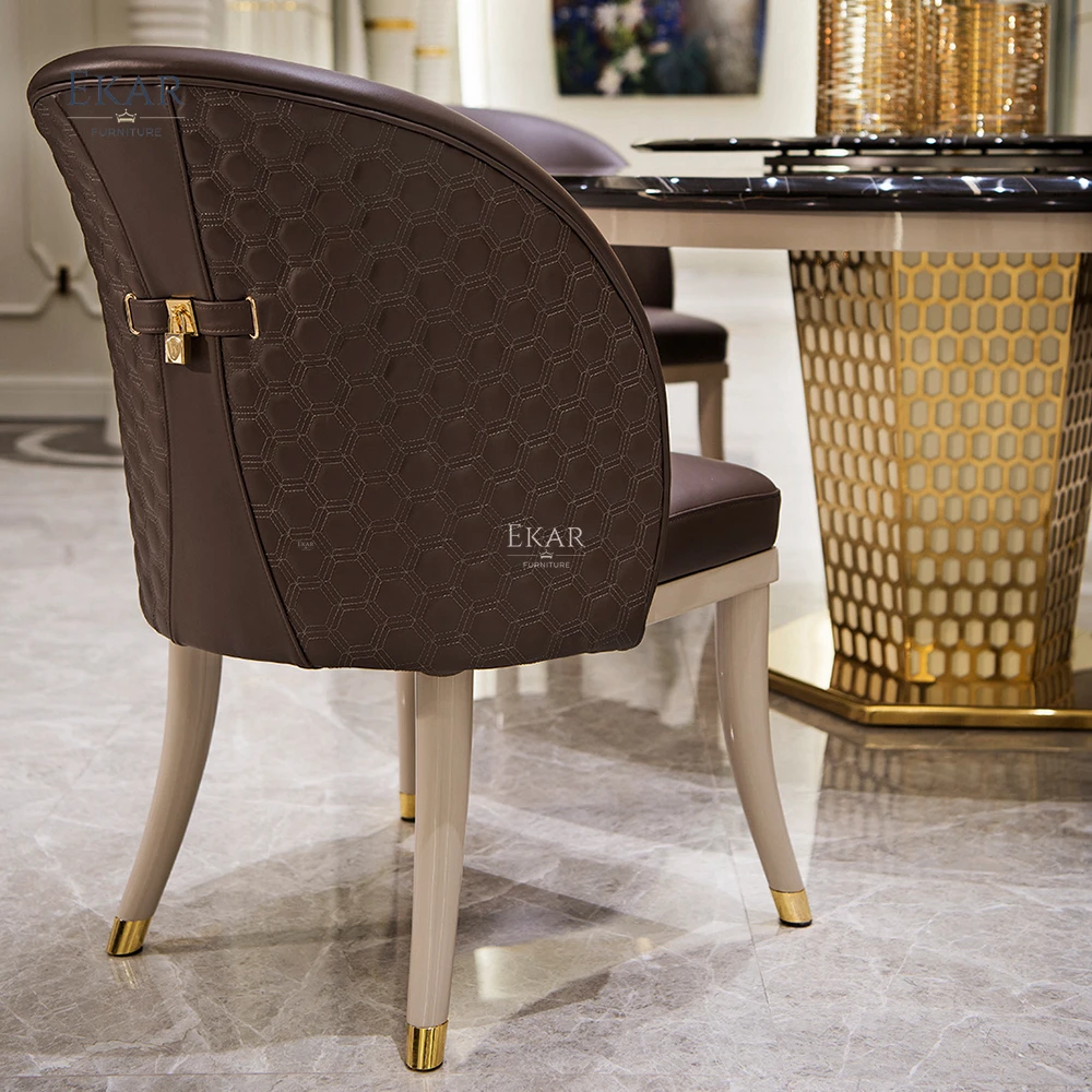 Hexagonal Pattern Dining Chair with Handcrafted Cotton Embroidery - Unique Elegance for Your Dining Space supplier