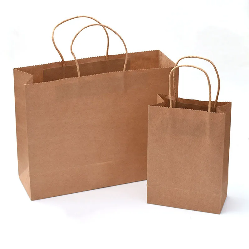 Custom Recyclable Brown Paper Bags Square Bottom Kraft Paper Bag Food Shopping With Handle Buy 2588