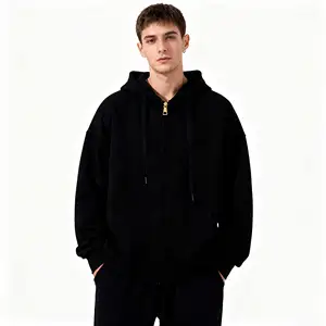 Unisex Gray Striped Hooded Zip-Up Sweatshirt-ODM Casual Cotton & Bamboo Fiber Daily Pullover