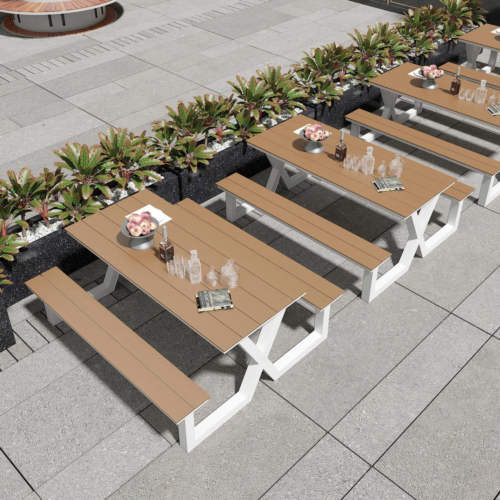 Modern Outdoor Conjoined Park Table and Chair Combination Garden Seat ...