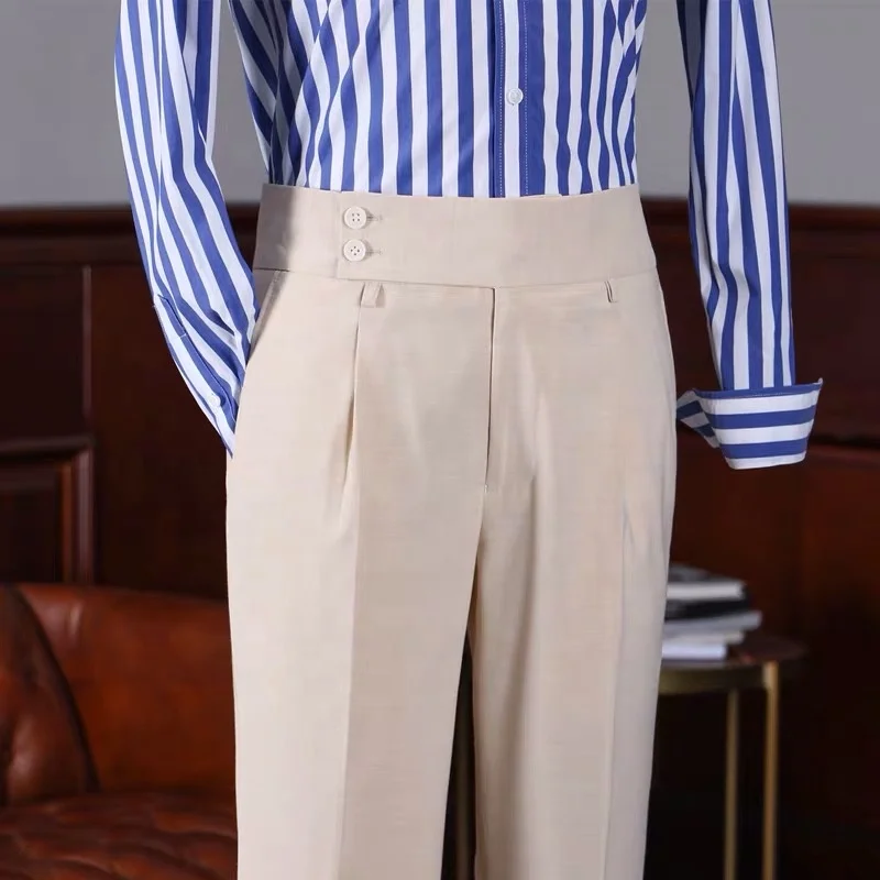 European-style Italian Beige Ivory Gurkha Pants - Custom Made Mens Pants