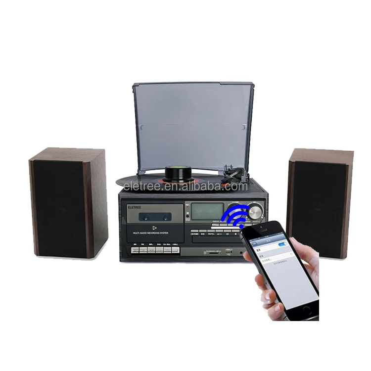 Ce Free Customs Clearance Vinyl Record Player With Cd Player Cassette Recording and Player  Usb Sd Fm Radio