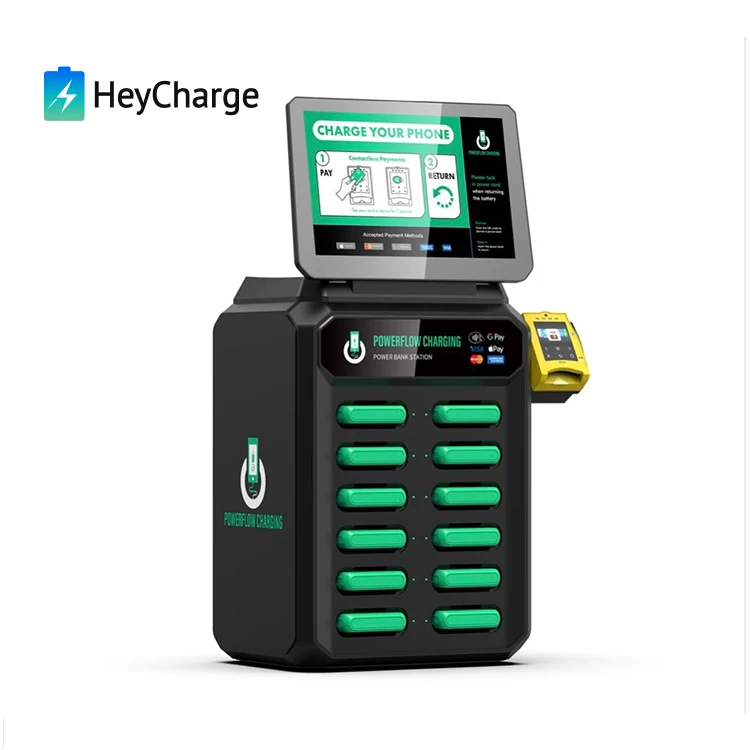 Public Cell Phone Charging Stations Sharing Power Bank 12 Slots Battery  Vending Machine Portable Charger Rental