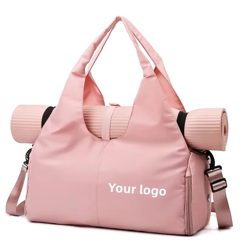 Women Nylon Gym Bags Custom Logo Travel Tote Bag Women Training Sport Yoga  Fitness Bags with Shoe Compartment Mat Holder