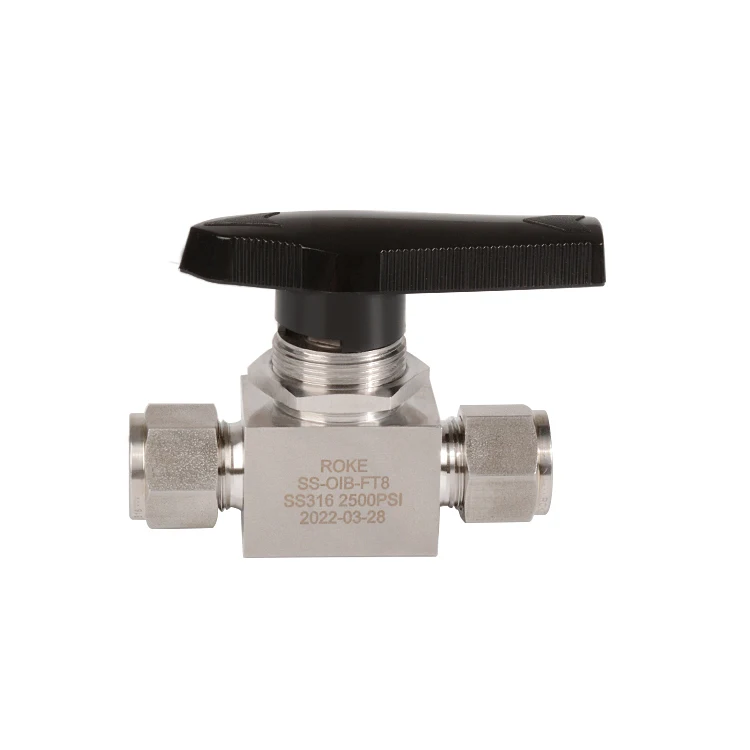 Instrumentation Double Ferrule Straight Type Ball Valve High Pressure PTFE PFA PEEK Compression 6000psi Stainless Steel 316