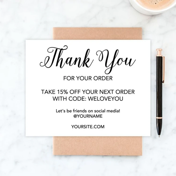 Custom Thank You Cards For Small Business Eco Friendly Fsc Certificated ...