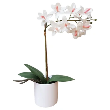 Manufacturer Direct Selling Real Touch Simulation White Faux Artificial Flower Orchid Potted Plant