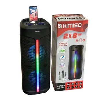 QS-227 Latest Loudspeaker KIMISO Double 8 Inch Horn Speaker Big Bass Speaker With Remote Control