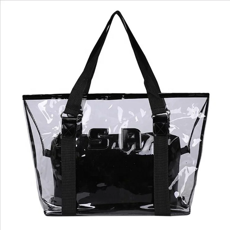 Women Transparent Shopping Bags Jelly Clear Beach Handbag Tote Shoulder Bag