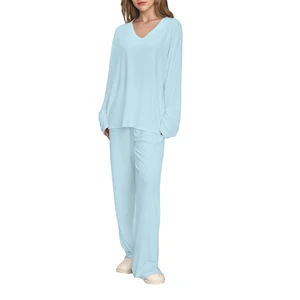 Soft Loungewear Ladies Sleepwear Set Bamboo Viscose Pajamas V Neck Pyjamas Adult Custom Pjs for Women