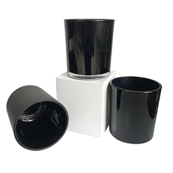 wholesale white black candle jars glass luxury custom logo glass candle holders and jars for candles