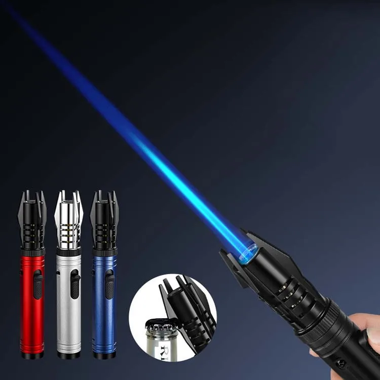 High Quality Welding Guns Refillable Butane Windproof Torch Lighter Jet Blue Flame Lighter