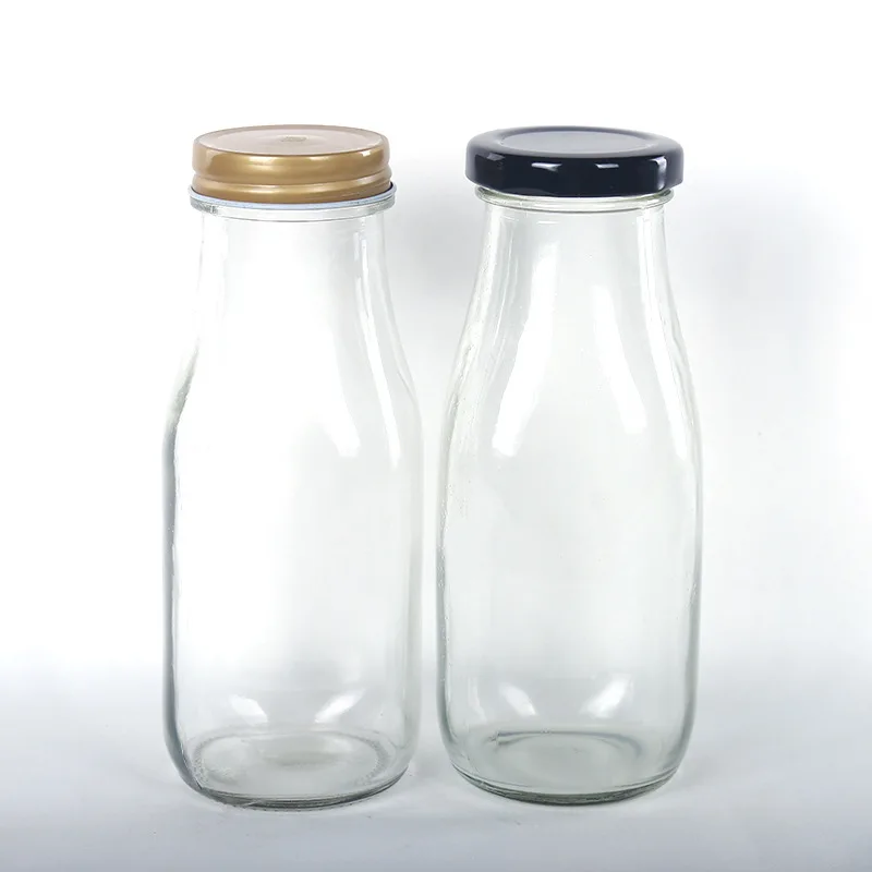 300ml 500ml 1l Naturel Silex Bouteille En Verre Pour Jus De Fruits Juice Milk Beverage Bottle with Crown Cap