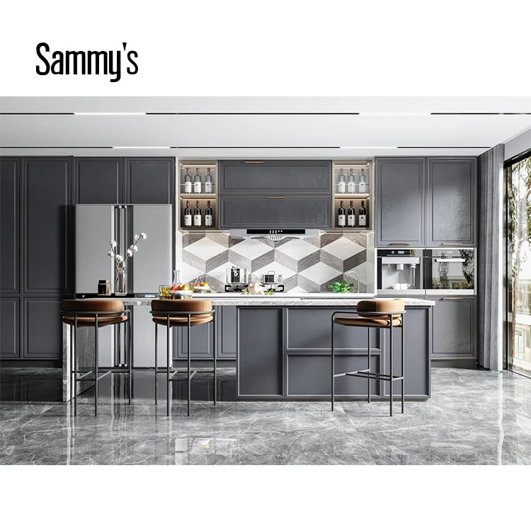 High Quality White Kitchen Cabinet Modern Kitchen Cabinets & Accessories Simple American Style Lacquer Kitchen Cabinet