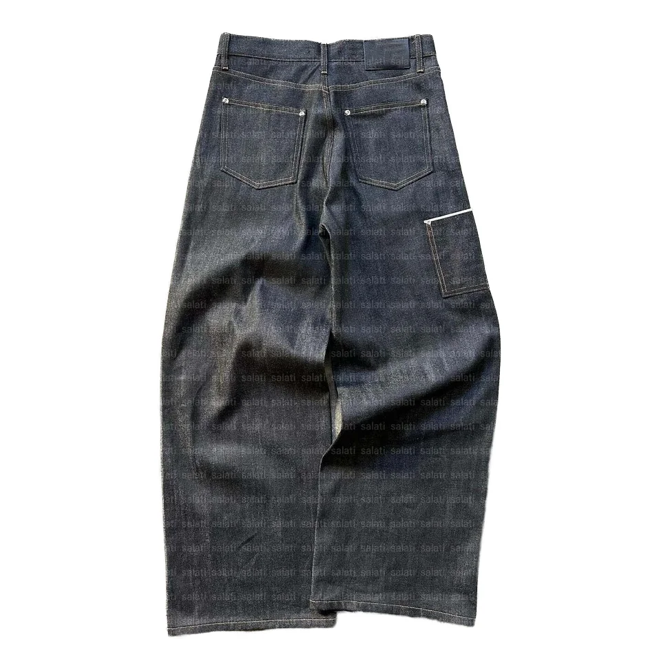 Salati Manufacturer Men's Flared Baggy Jeans High Japanese Raw Selvedge Carpenter Denim Trousers Designer Wide Leg Loose
