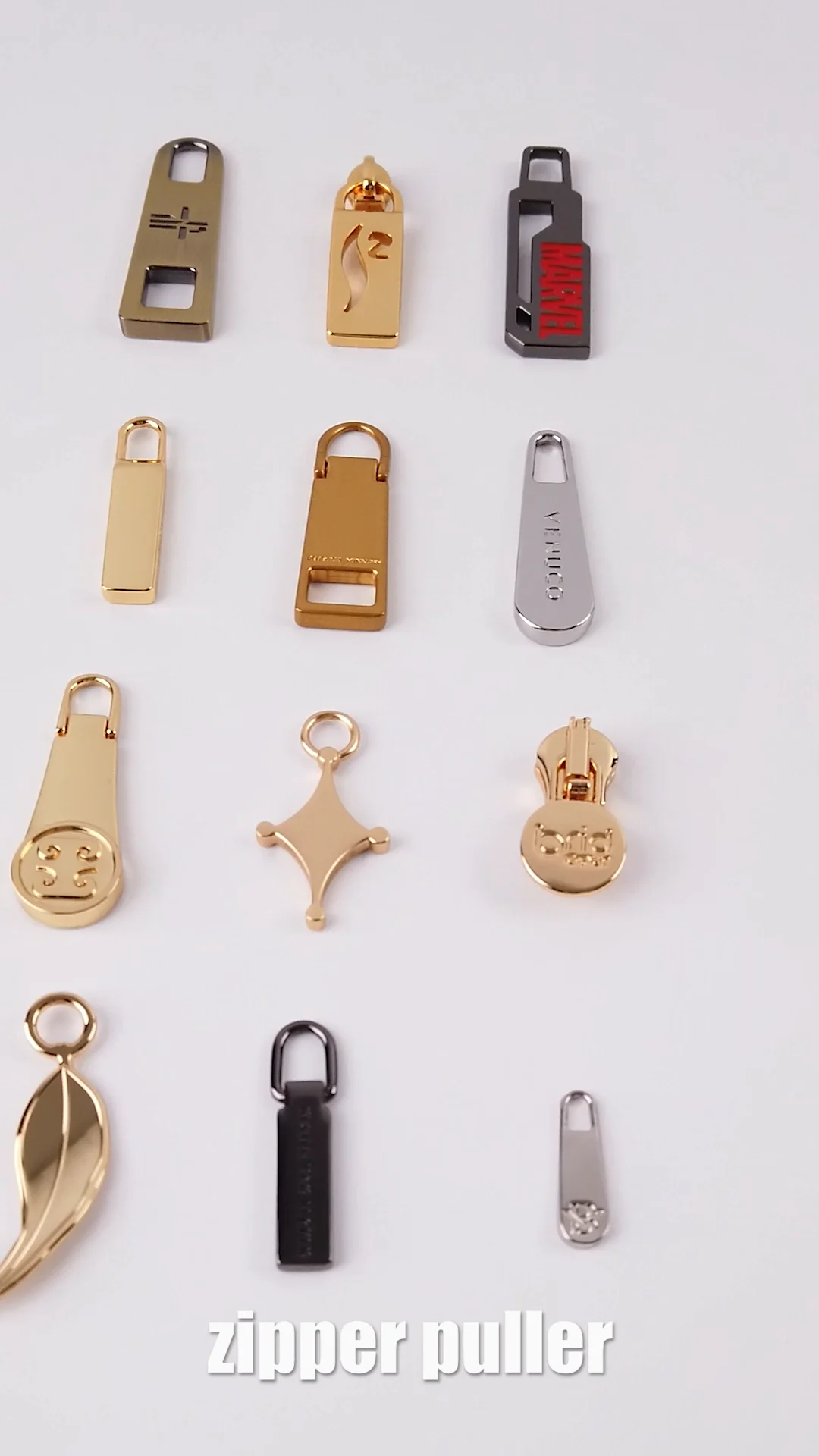 High Quality Gold Engraved Logo Metal Zipper Pull,Profesional Custom