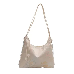 custom logo Artistic and Chinese-style Embroidered Large-capacity Bag New Summer Collection Versatile Shoulder Bag Multi-purpose Textured