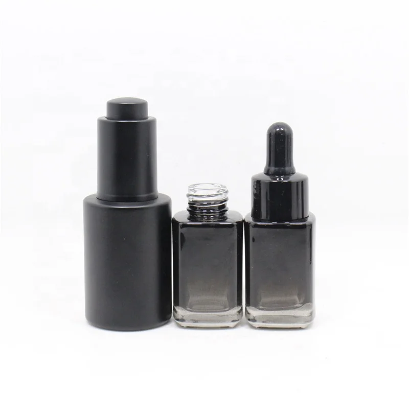 Новый дизайн, насос с нажимной кнопкой, плоская Наплечная бутылка 30 мл, 50 мл под заказ, черная косметическая стеклянная бутылка с пипеткой для эфирного масла