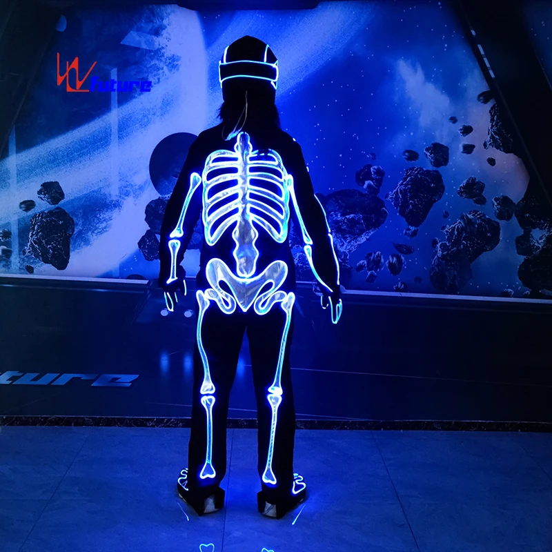 2025 NEW LED Light up Skeleton Costumes Glowing Halloween Party Light Suit