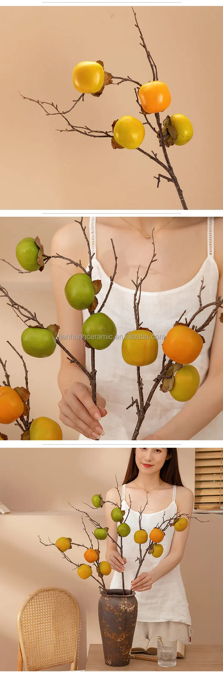 New Natural Simulated persimmon fruit Wholesale of fake flowers for home decoration and wedding celebrations.jpg