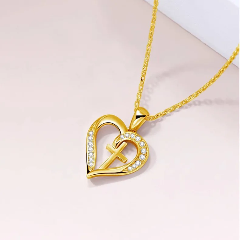 Tewiky Cute Heart Necklace Tiny 14k Gold Heart Pendant Choker Necklaces ...