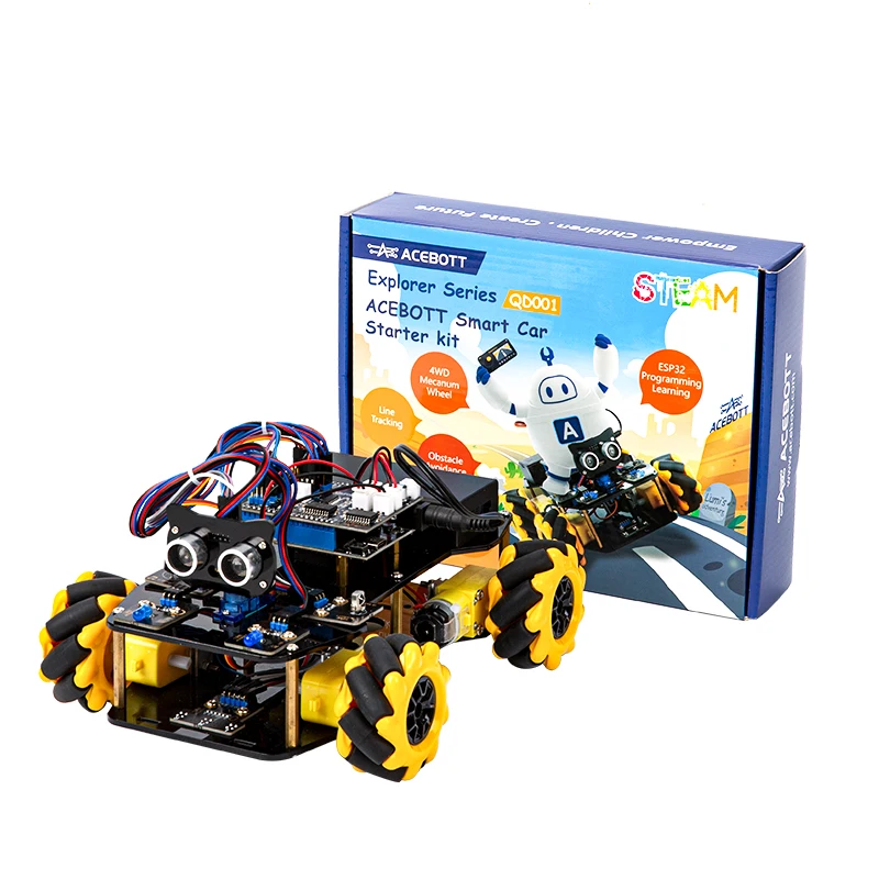 ESP32 IoT WiFi Mecanum Wheel Programmable Obstacle Avoidance Tracking Scratch Coding Starter Smart Robot Car kit for Arduino