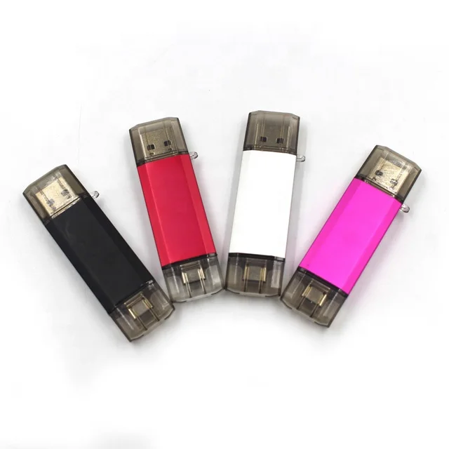 Mini Capacity USB Flash Drive Memory Sticks Thumb Drives with 1 OTG (Micro USB) and 1 Type-C (USB-C) Adaptor for Mobile Phone (Blue 128MB
