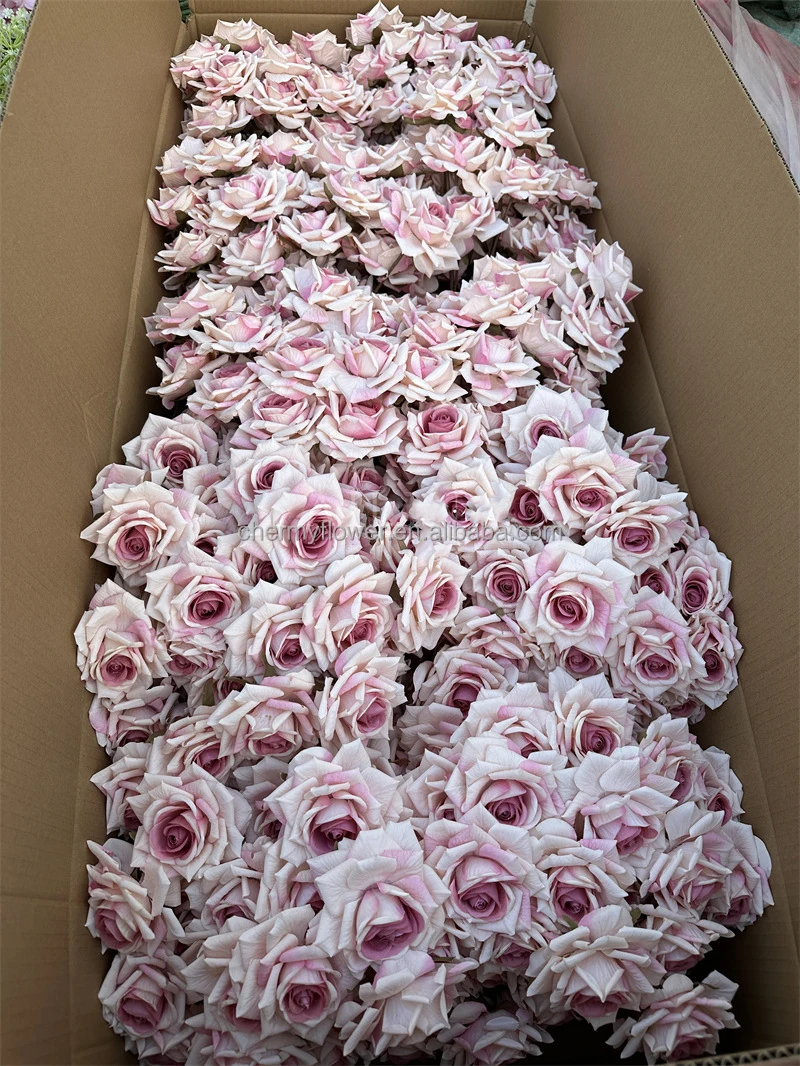 Hot Selling 2023 Good Quality 3 Head Artificial Pink Rose Flower