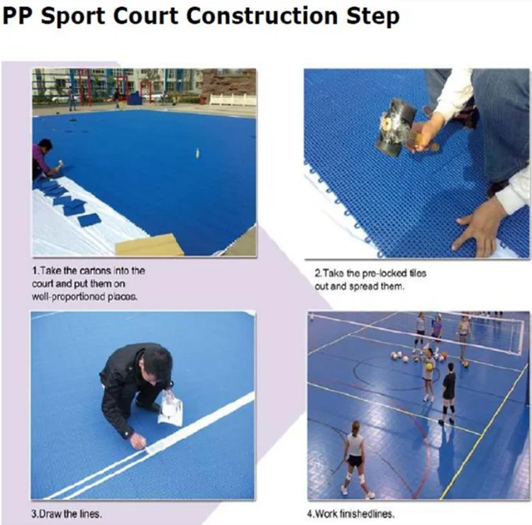 PP interlock tiles outdoor multi purpose tiles basketball tennis badminton  sport court flooring tiles