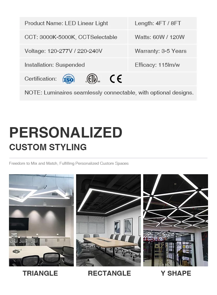 Modern Linear Light Rectangle Square Shape Ceiling Pendant Lamp Led ...