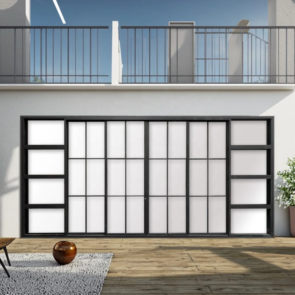 Modern French Glass Windproof Sliding Door Double Glazing Tempered Glass Finished Surface for Mall Office Building Exterior Use manufacture