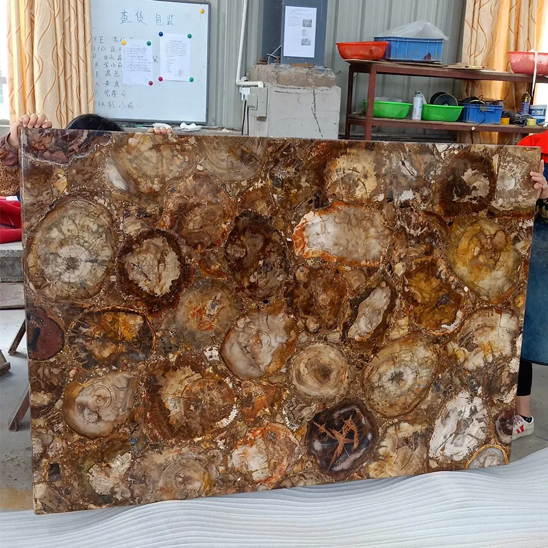 Brown fossil Stone Petrified Wood Semiprecious Stones Slab Table Price