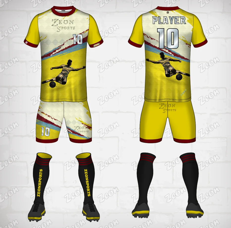 Camiseta de fútbol de Color amarillo y azul, camisetas y pantalones cortos  de fútbol de sublimación personalizados - AliExpress