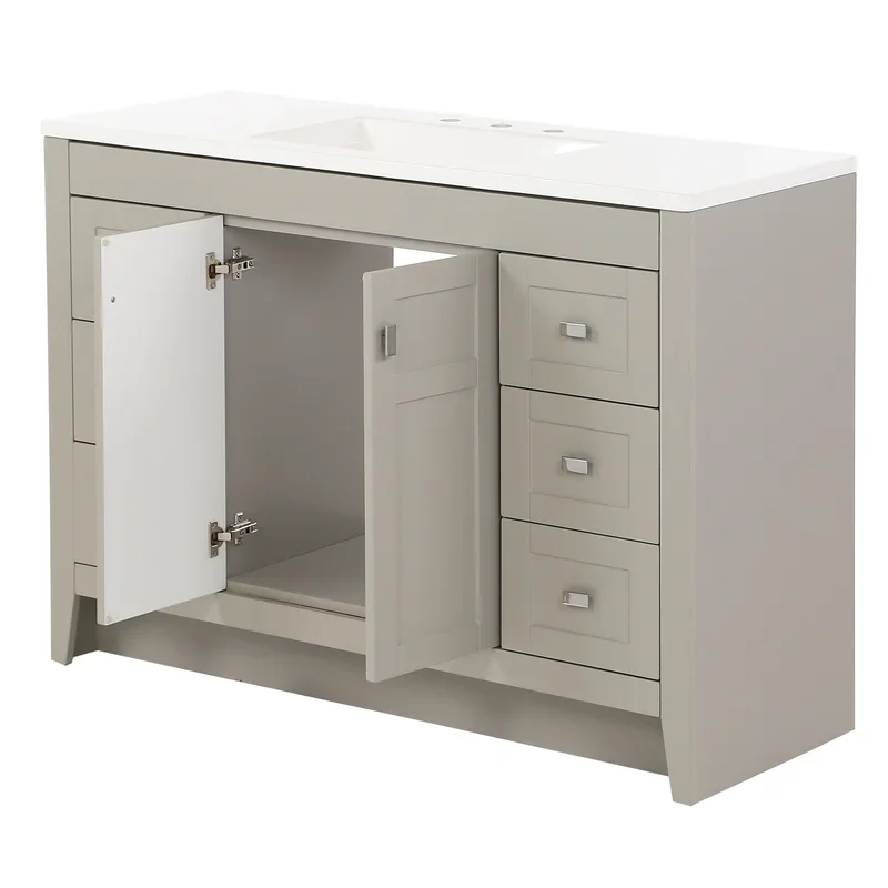 タイル Dilunカスタマイズされたモダンなシングルシンクバスルームバニティ、6つの引き出しと2つのドア Buy Bathroom